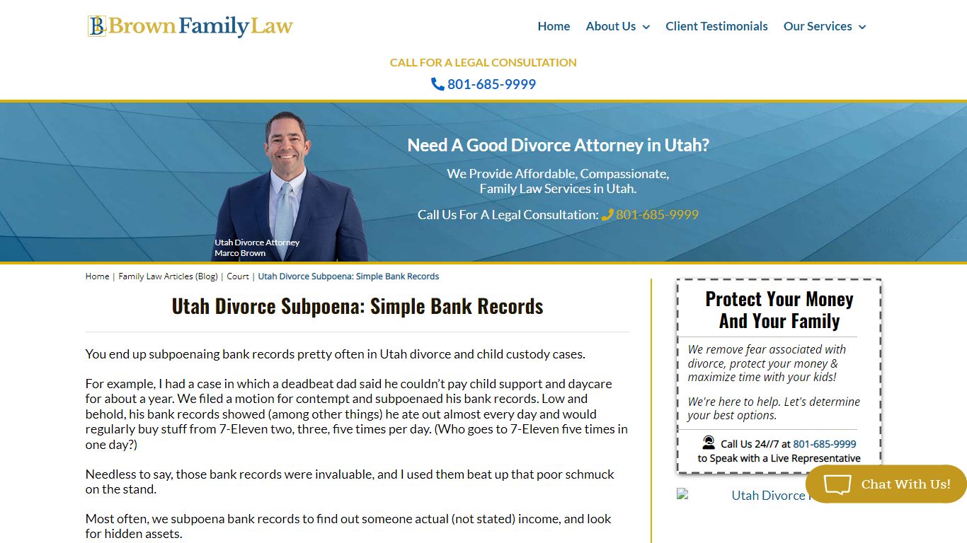 Utah Divorce Subpoena: Simple Bank Records | Brown Family Law