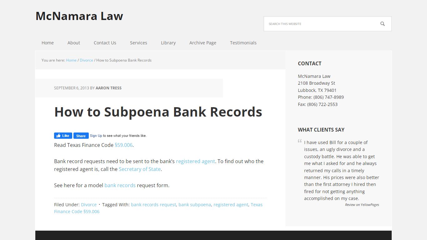 How to Subpoena Bank Records - McNamara Law